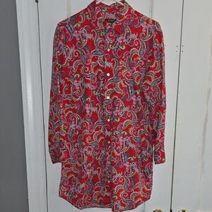 Ralph lauren classic vibrant Red Paisley Casual Button Down Shirt/dress
